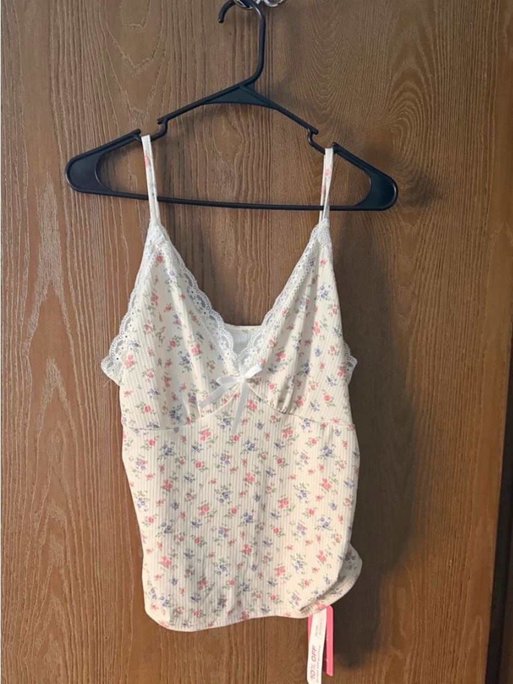 SHEIN Cream Floral Lace-Trim Camisole